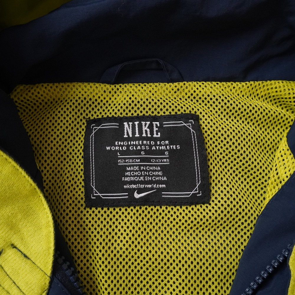 Nike Mens Hooded Windbreaker Jacket Navy Blue Neon Yellow Colorblock Size Large - Picture 4 of 7